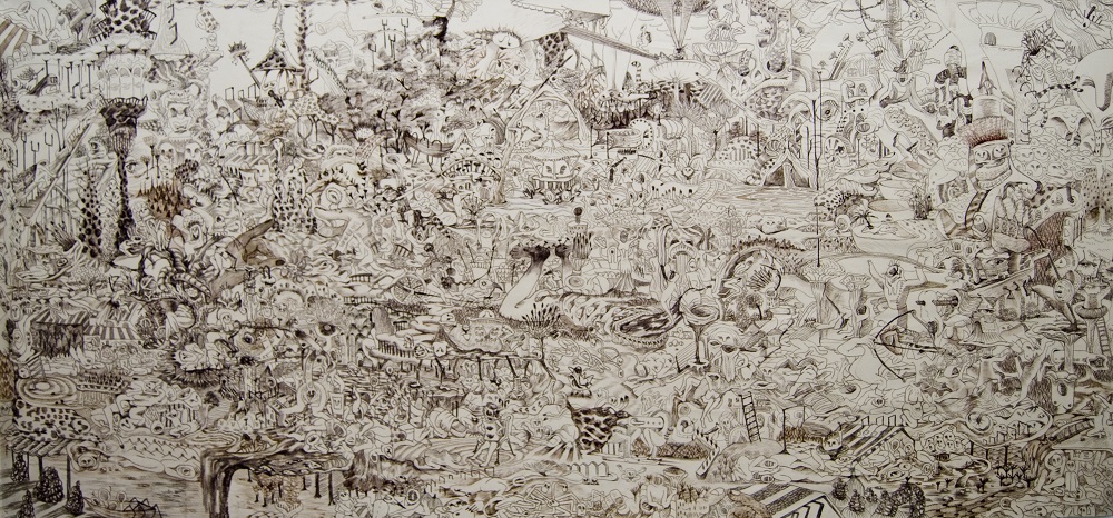 Journey to the British Museum, 2011,charcoal on canvas,157x330cm